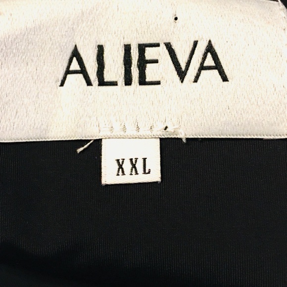 ALIEVA DASHA MODERN ASYMMETRICAL ONE SLEEVE MIDI DRESS IN BLACK Size XXL - Picture 9 of 12